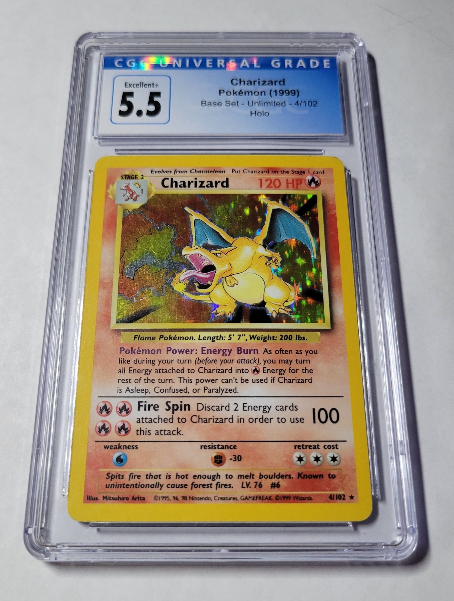 Pokémon Charizard 1999 CGC Graded 5.5 (4076693001) #4/102 Base Set Unlimited Holo Single Card