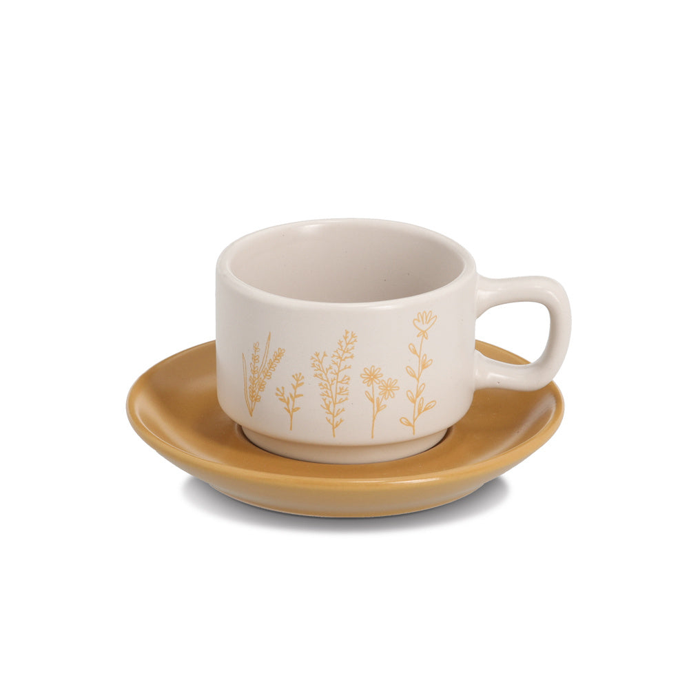 Zestaw do espresso FLOWERS, 4 filiżanki ze spodkami, 70 ml