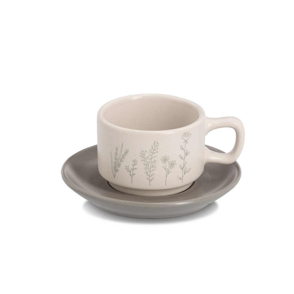 Zestaw do espresso FLOWERS, 4 filiżanki ze spodkami, 70 ml