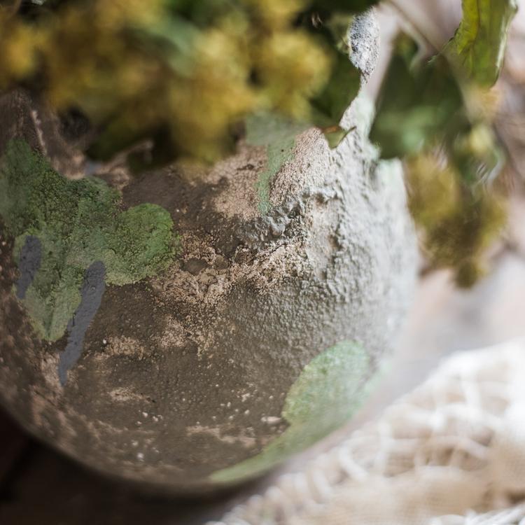 Pompeii Cement Floral Jar - RusticReach