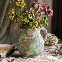 Pompeii Cement Floral Jar - RusticReach