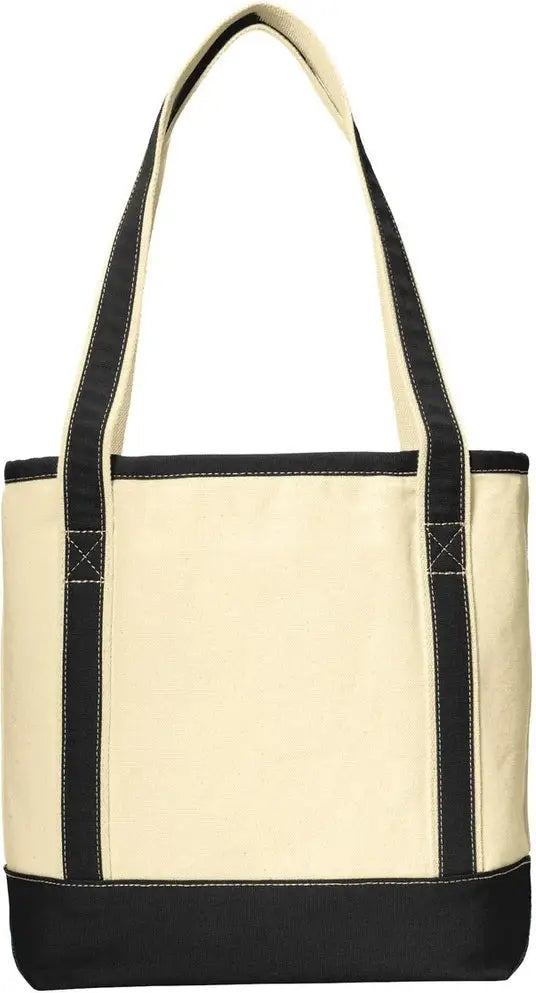 Port Authority Bg412 Medium Cotton Canvas Tote - Natural Black - Natural/