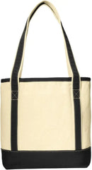 Port Authority Bg412 Medium Cotton Canvas Tote - Natural Black - Natural/