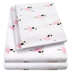 Printed Kids Bed Sheet Set (Ballerinas) - Folded