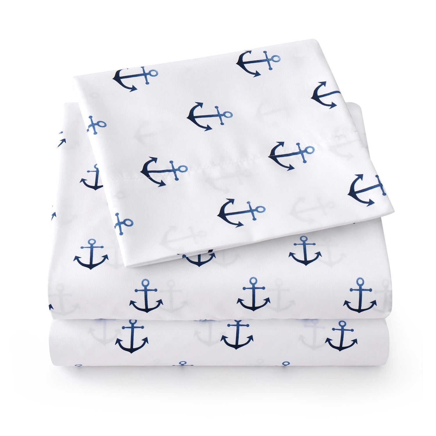 Printed Kids Bed Sheet Set (Ombre Anchors) - Folded