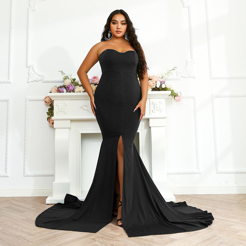 DAYNA PLUS Formal Couture Dress - Black / 8 - Plus Size