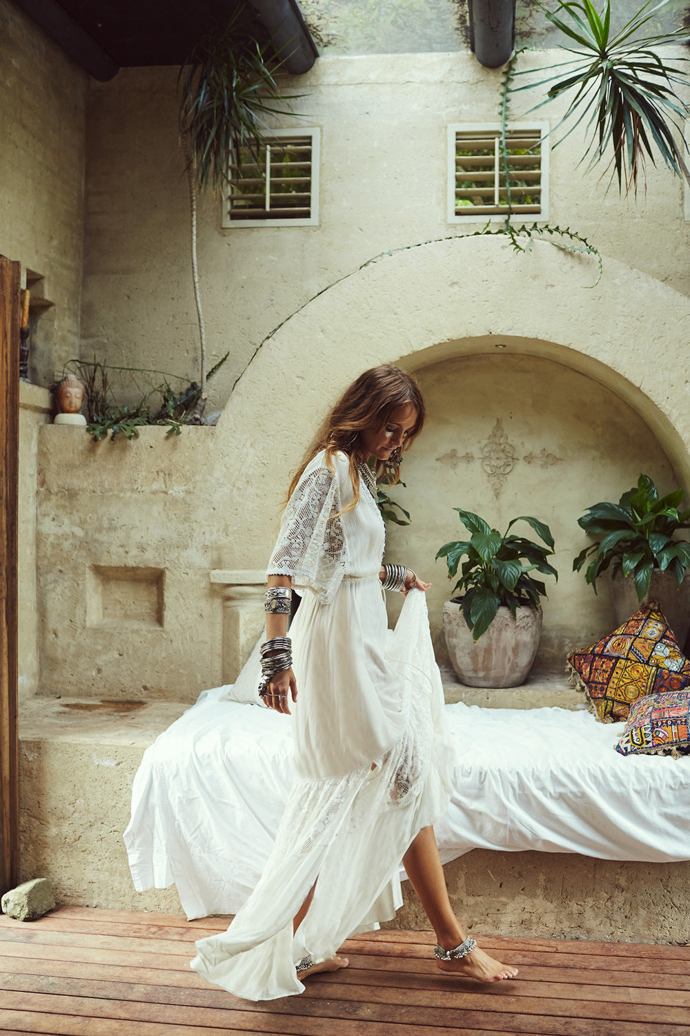 White maxi dress