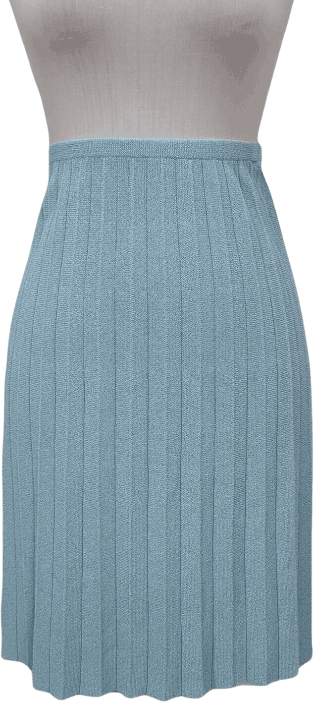 60’s Turquoise Knit Pleated Midi High Waist Skirt