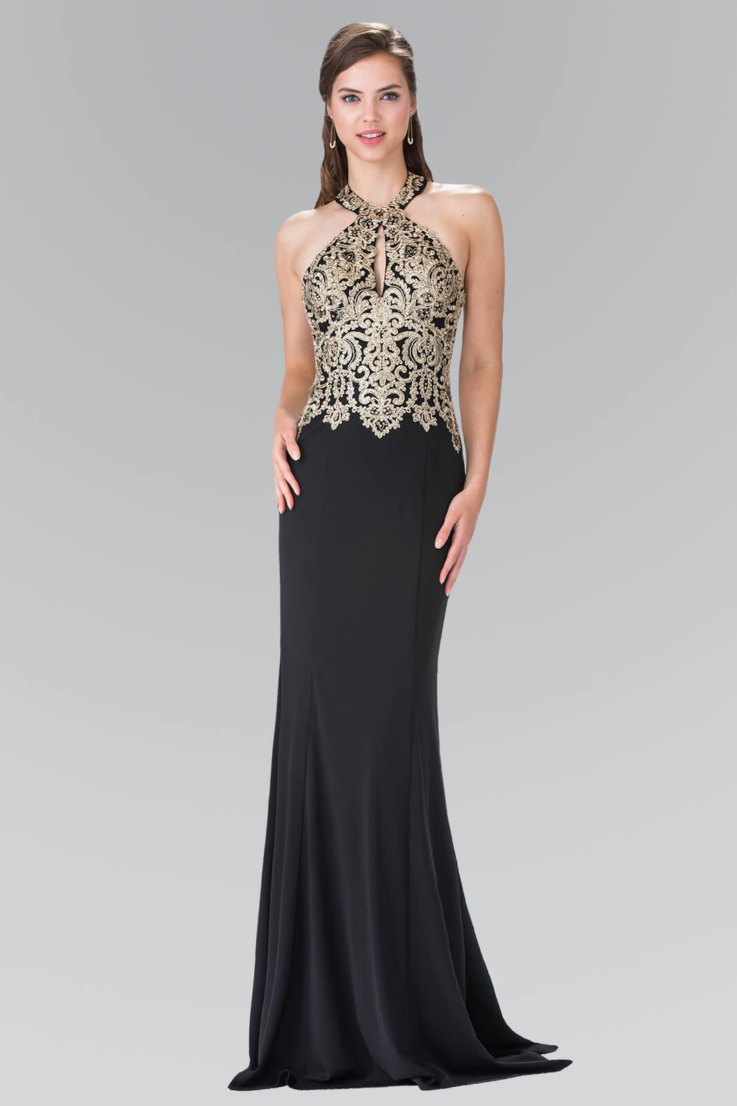 Prom Fitted Halter Neck Formal Dress Evening Gown - The Dress Outlet Elizabeth K