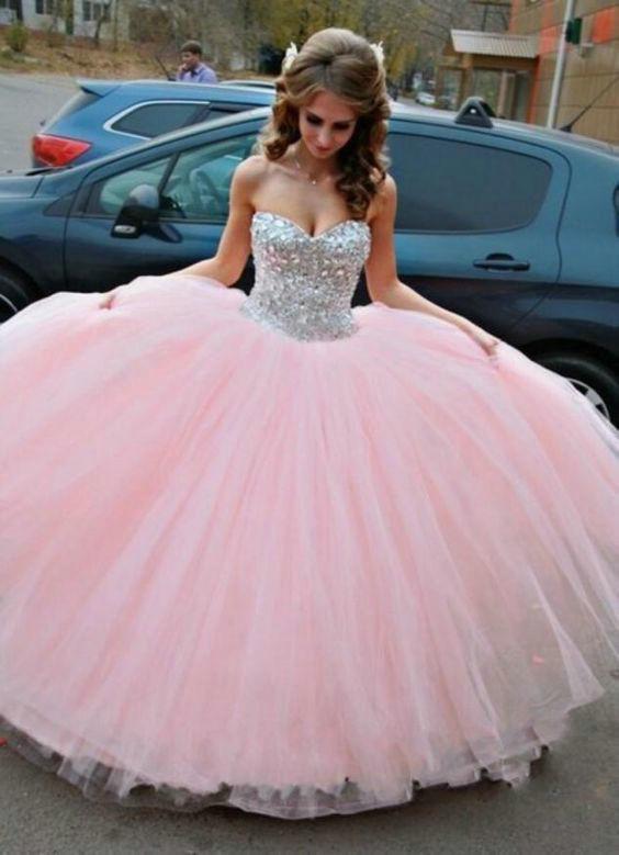 Pink Beaded Quinceanera Dress, Ball Gown, Sweet 16 Dresses, Prom Dress, Graduation Party Dresses