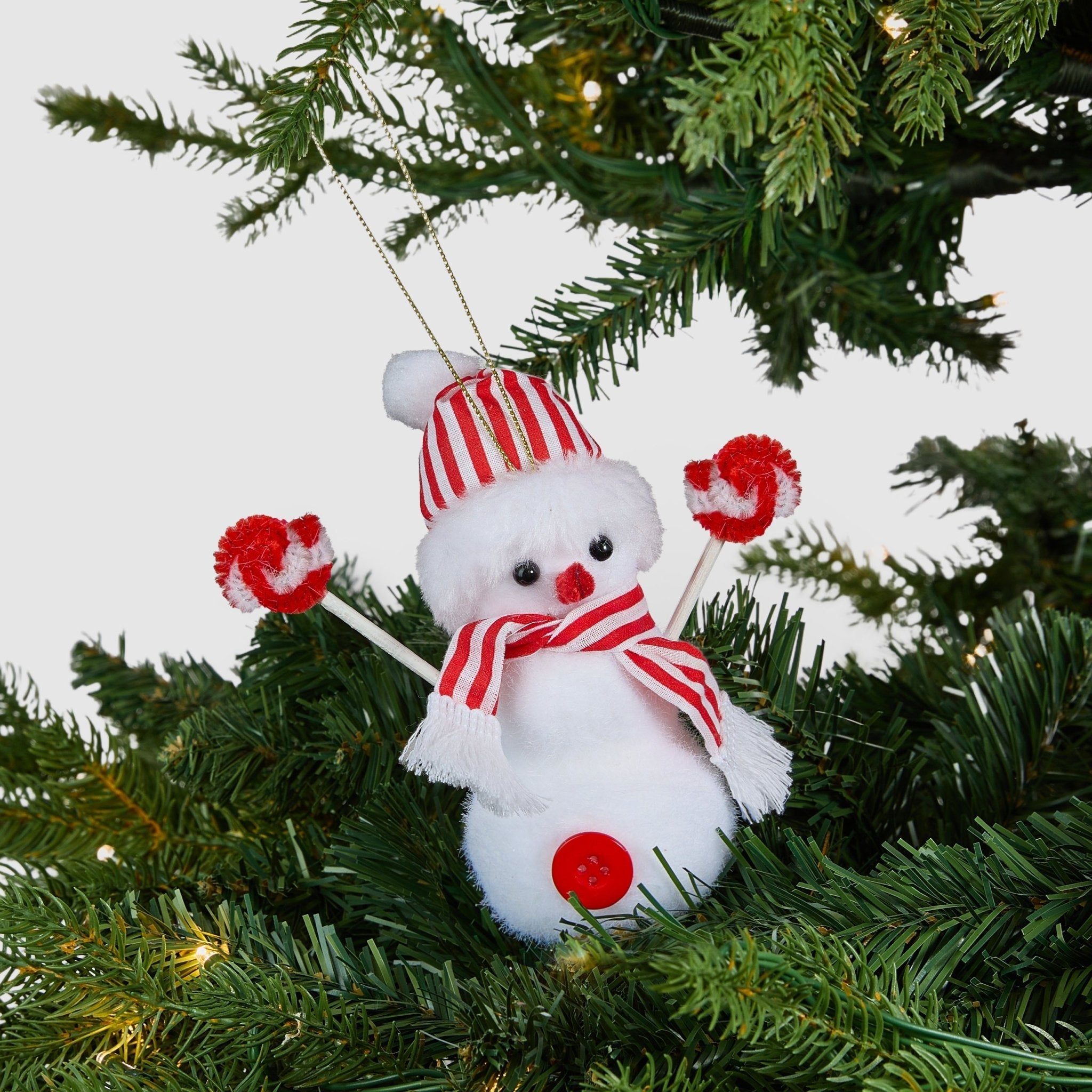 Red & White Striped Festive Snowman Tree Pick - ironyhome