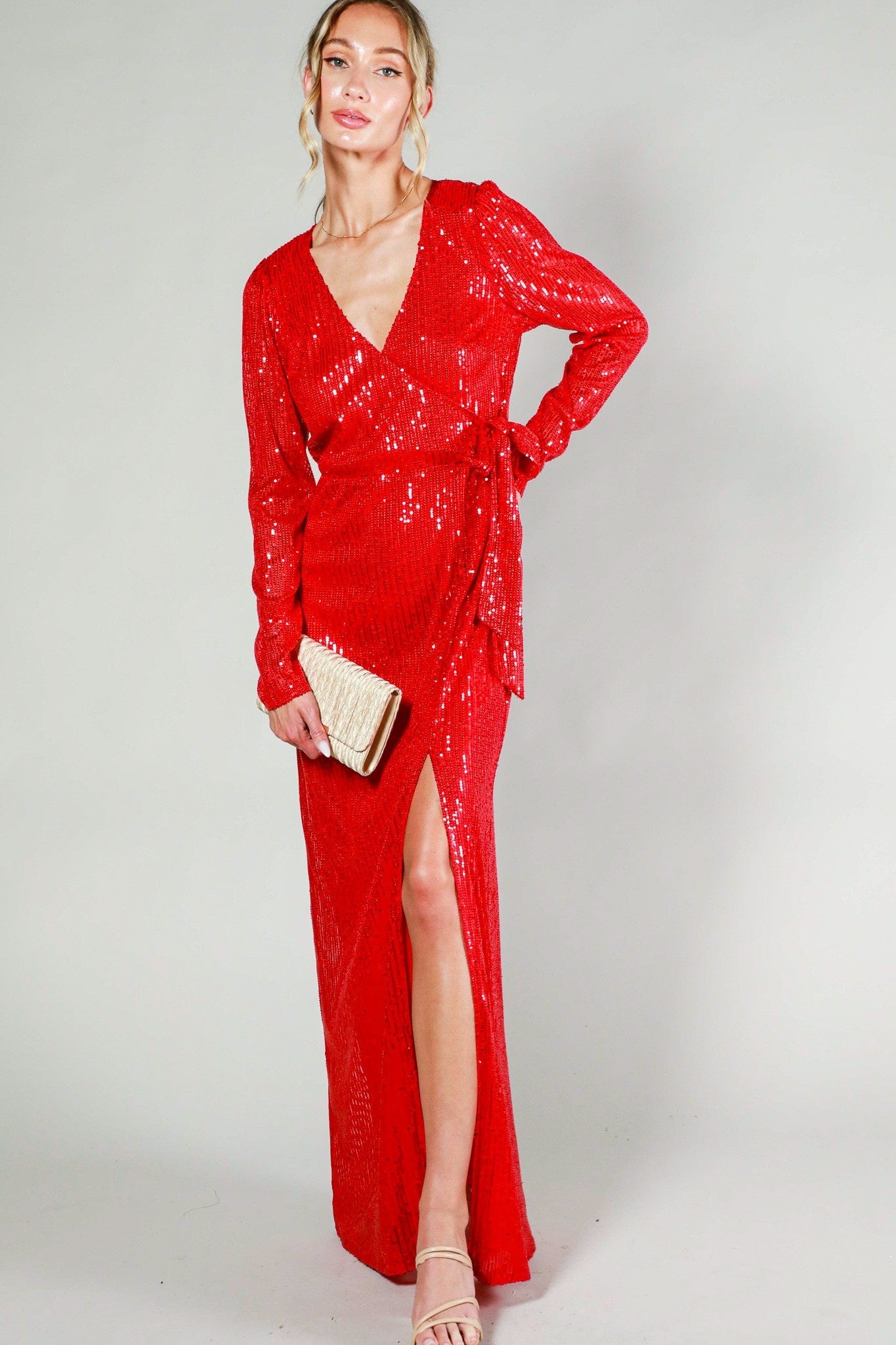 Long Sleeve Maxi Sequin Dress - Lulu Bella Boutique