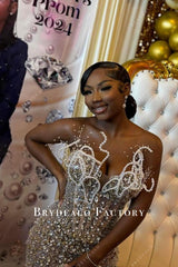 rhinestones strapless prom dress