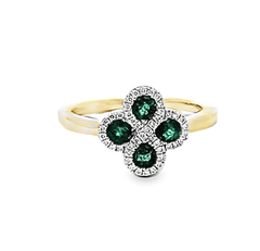 Rings Emerald and Diamond Ring in 14k yellow gold