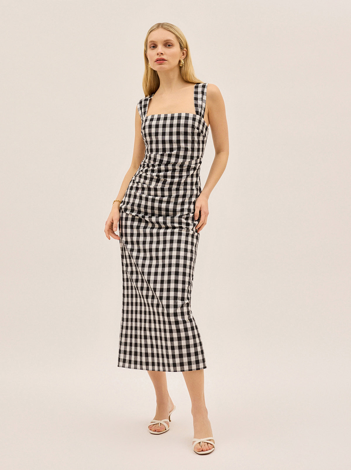 Rita Gingham Linen Blend Dress By KITRI Studio