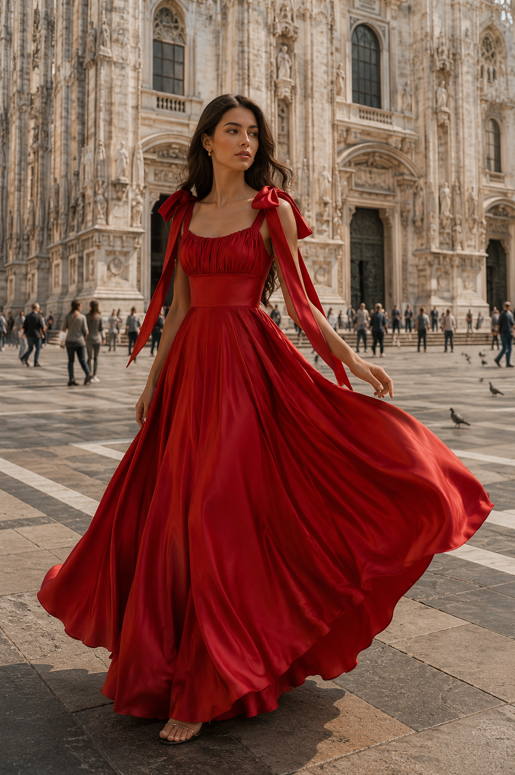 Bow Tie Shoulder Strap Maxi Dress