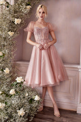 Cocktail Dresses Sequin Corset Midi Glitter Cocktail Dress Rose Gold