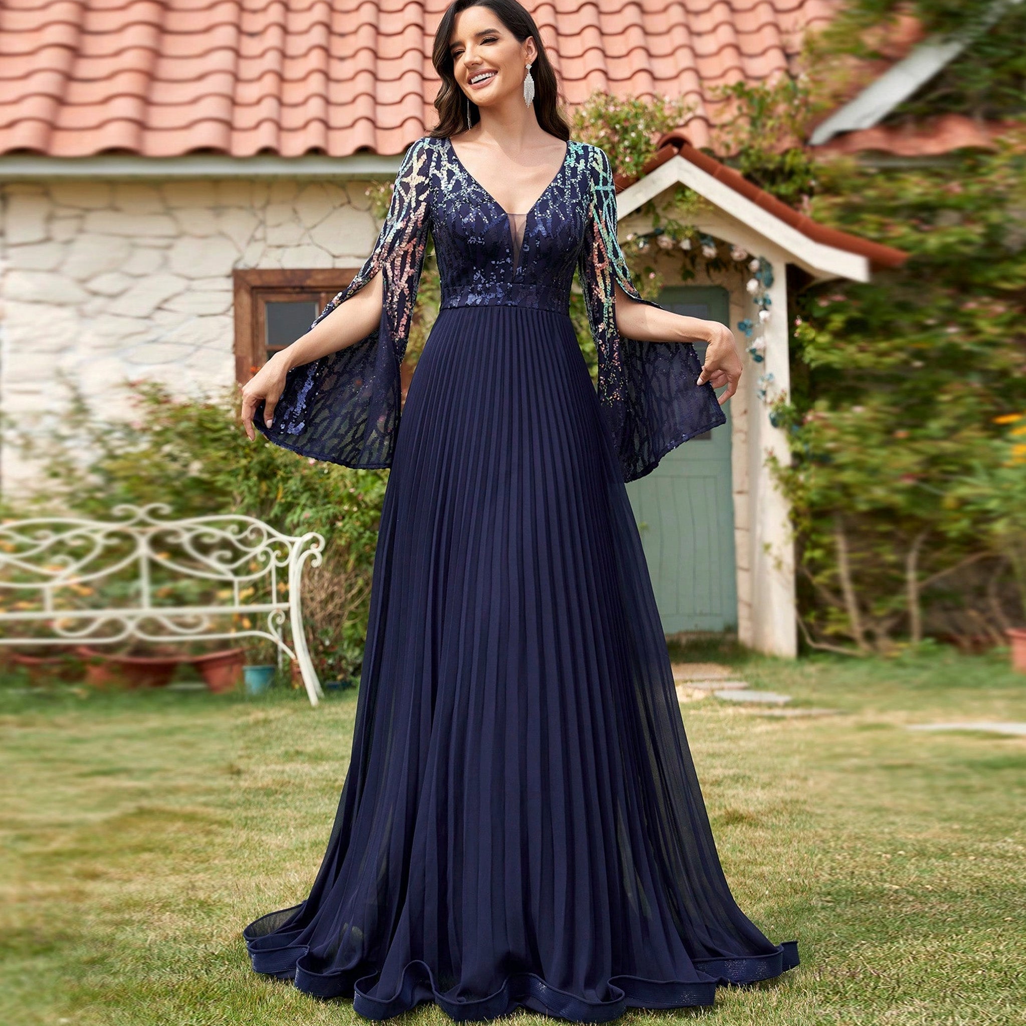 Long Sleeve Royal Blue Mother of the Bride and Groom Dresses