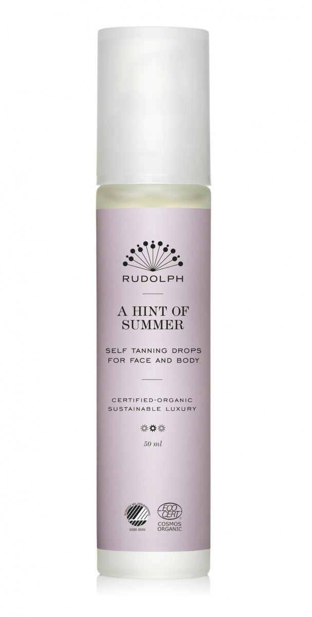 En beholder med A Hint of Summer Self Tan fra Rudolph Care