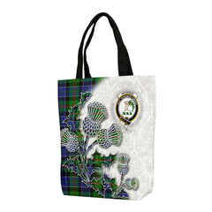 Scottish Paterson Tartan Canvas Bag With Shoulder Straps - Thistle Flowers Style Tartan Plaid 1