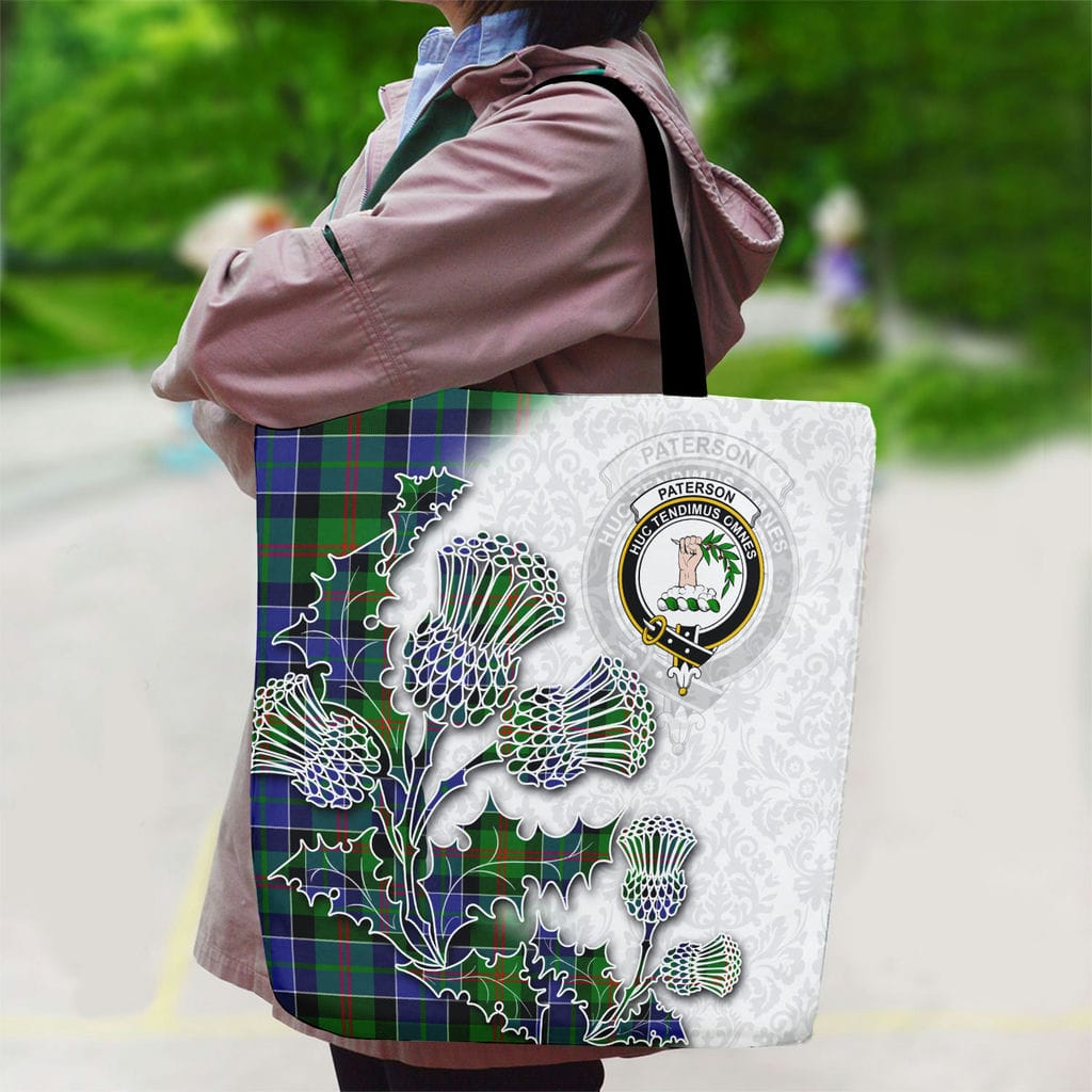Scottish Paterson Tartan Canvas Bag With Shoulder Straps - Thistle Flowers Style Tartan Plaid 2