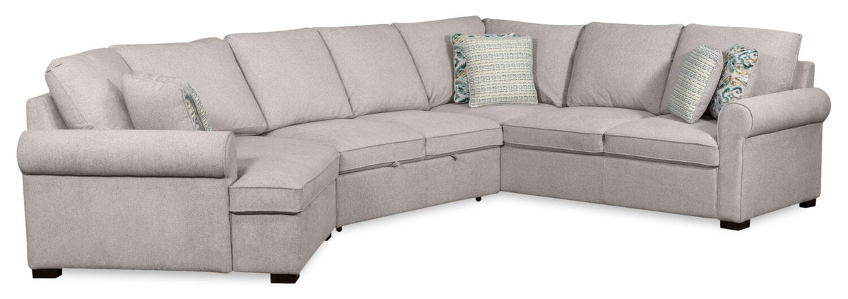 Scott Living Haven 3-Piece Left-Facing Chenille Fabric Cuddler Sleeper Sectional - Grey | Sofa-lit sectionnel enveloppant de gauche Haven de Scott Living 3 pièces en tissu de chenille - gris