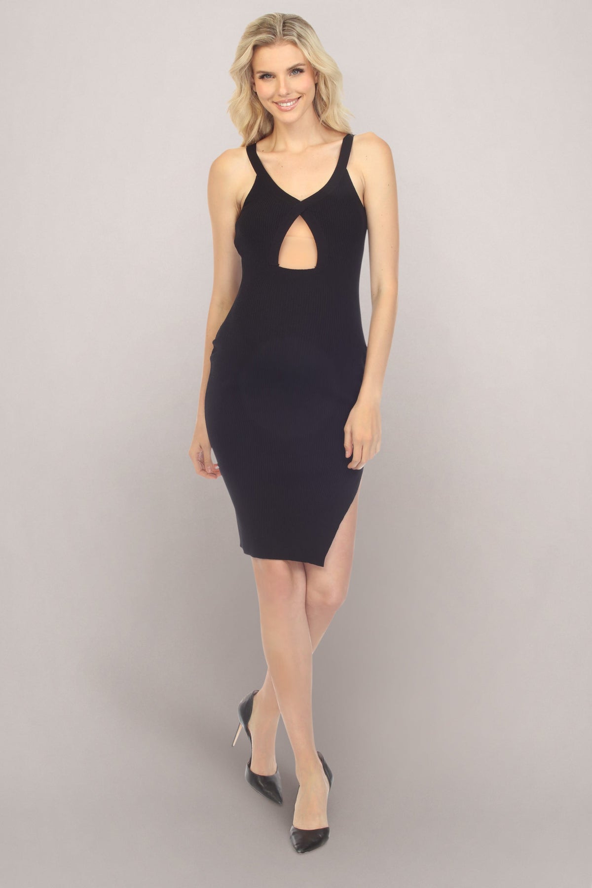 Solid Mini Black Maternity Dress Front