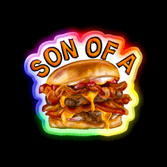 Son Of A Baconator Fast Food Led Neon Sign For Burger Place Rgb Color - LED neon sign close-up detail