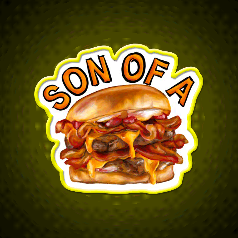 Son Of A Baconator Fast Food Led Neon Sign For Burger Place Rgb Color - Custom LED neon sign front view