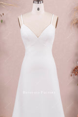 spaghetti strap crepe wedding dress