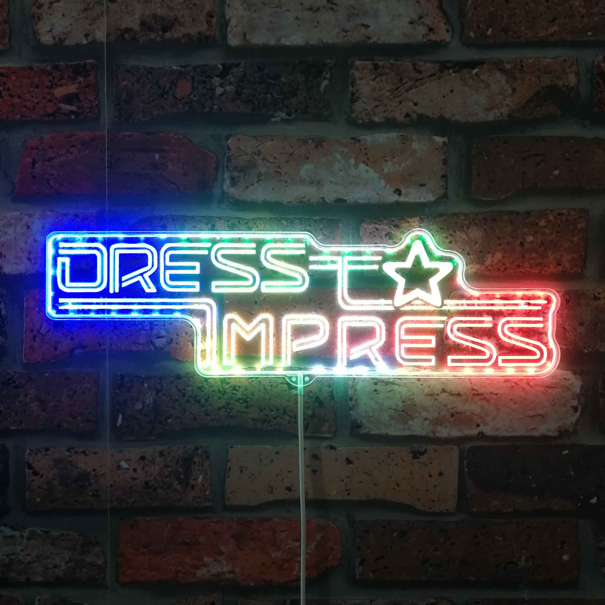 Dress Impress Neon LED Sign with Dynamic RGB Colors