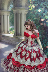 Gorgeous Red/black and Gold Gothic Belle Gown Custom