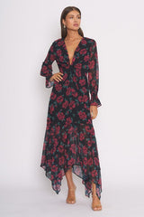 Stassi Black Floral Plunging Maxi Dress - Dresses - Dee Elly - MOD&SOUL