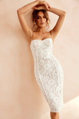 Styling Melody Lace Midi Dress - White for women