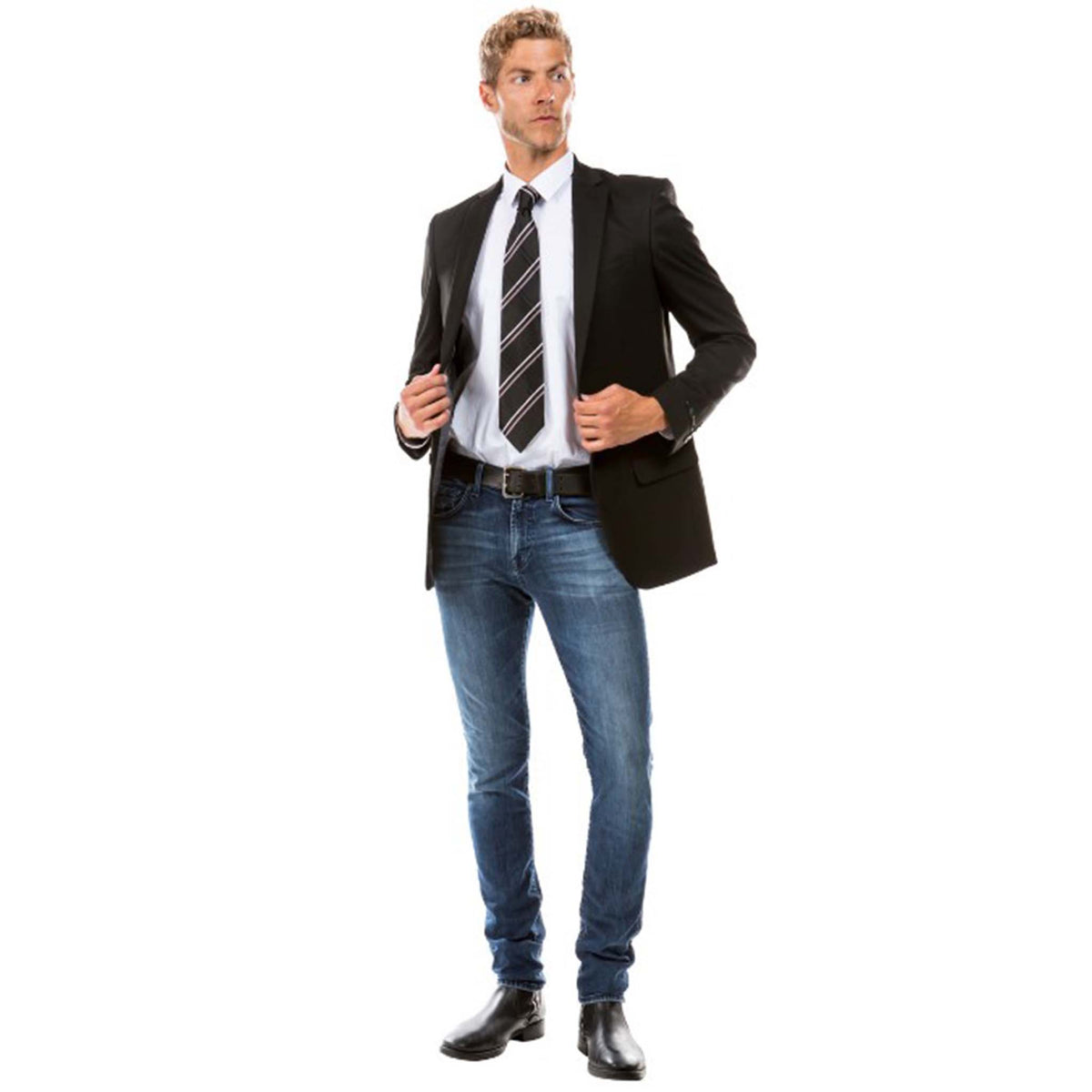 Men's Black Modern Fit Suit Jacket - D&K SUIT DISCOUNTERS