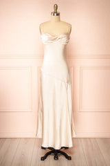 Swannie Champagne Satin Slip Maxi Dress | Boudoir 1861 front view