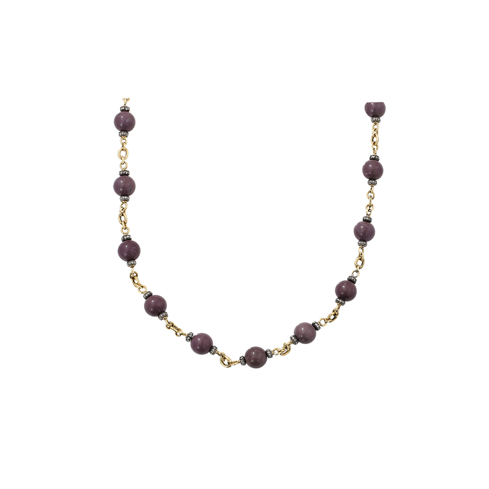 SYLVA & CIE-Purple Stone Bead Necklace-YELLOW GOLD