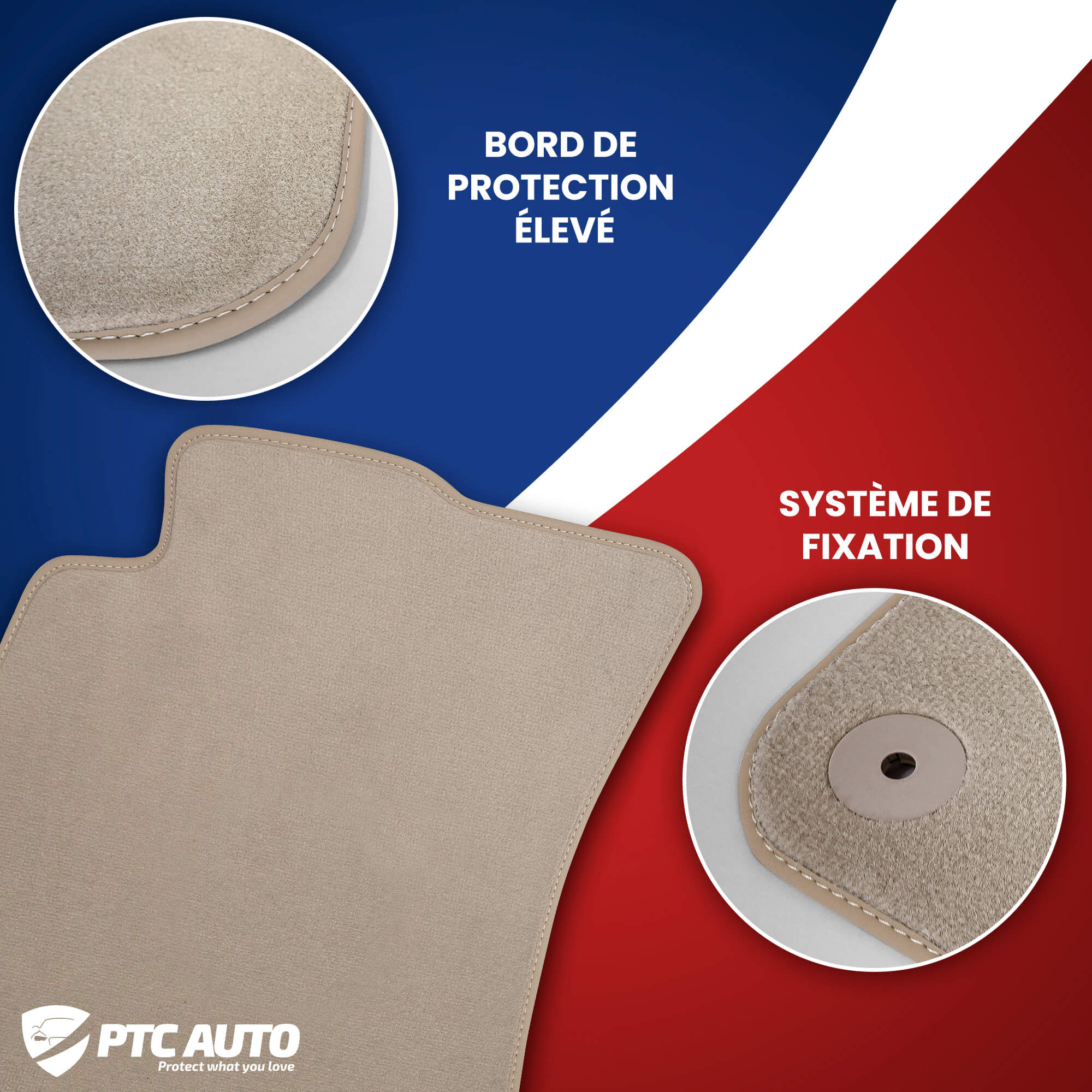 Tapis en moquette de voiture (beige) Mazda 3 I, fabrication 10.2003 - 2007, carrosserie berline #2 - 2
