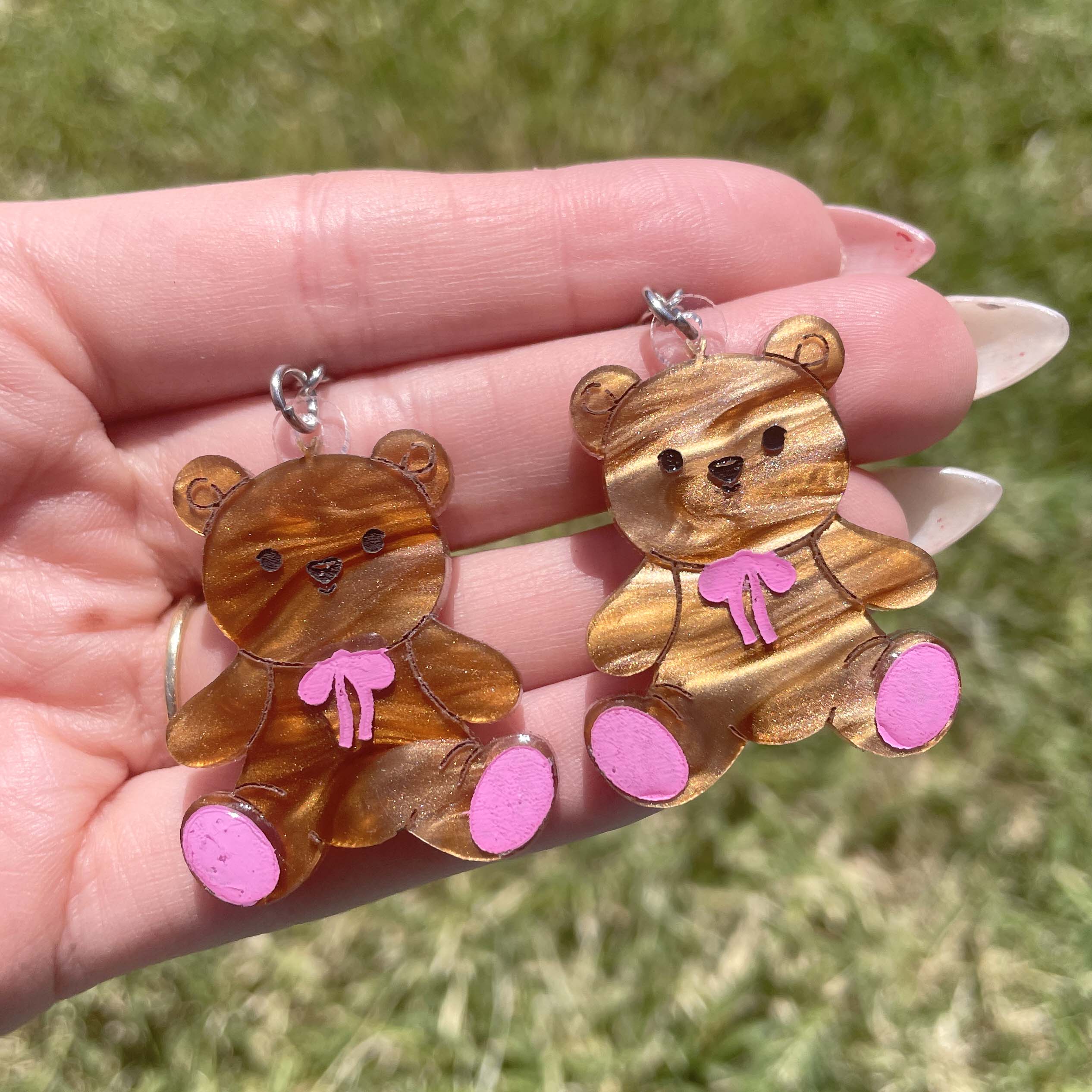 Teddy Bear - Acrylic Earrings
