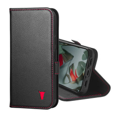 Black with Red Detail Leather Cse for Google Pixel 10 / 10 Pro. [tag-colour-black-with-red-detail]
