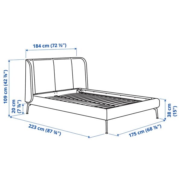 Ikea TUFJORD - Upholstered bed frame, Tallmyra blue-black/Luröy,160x200 cm