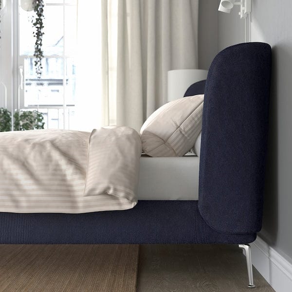 Ikea TUFJORD - Upholstered bed frame, Tallmyra blue-black/Luröy,160x200 cm