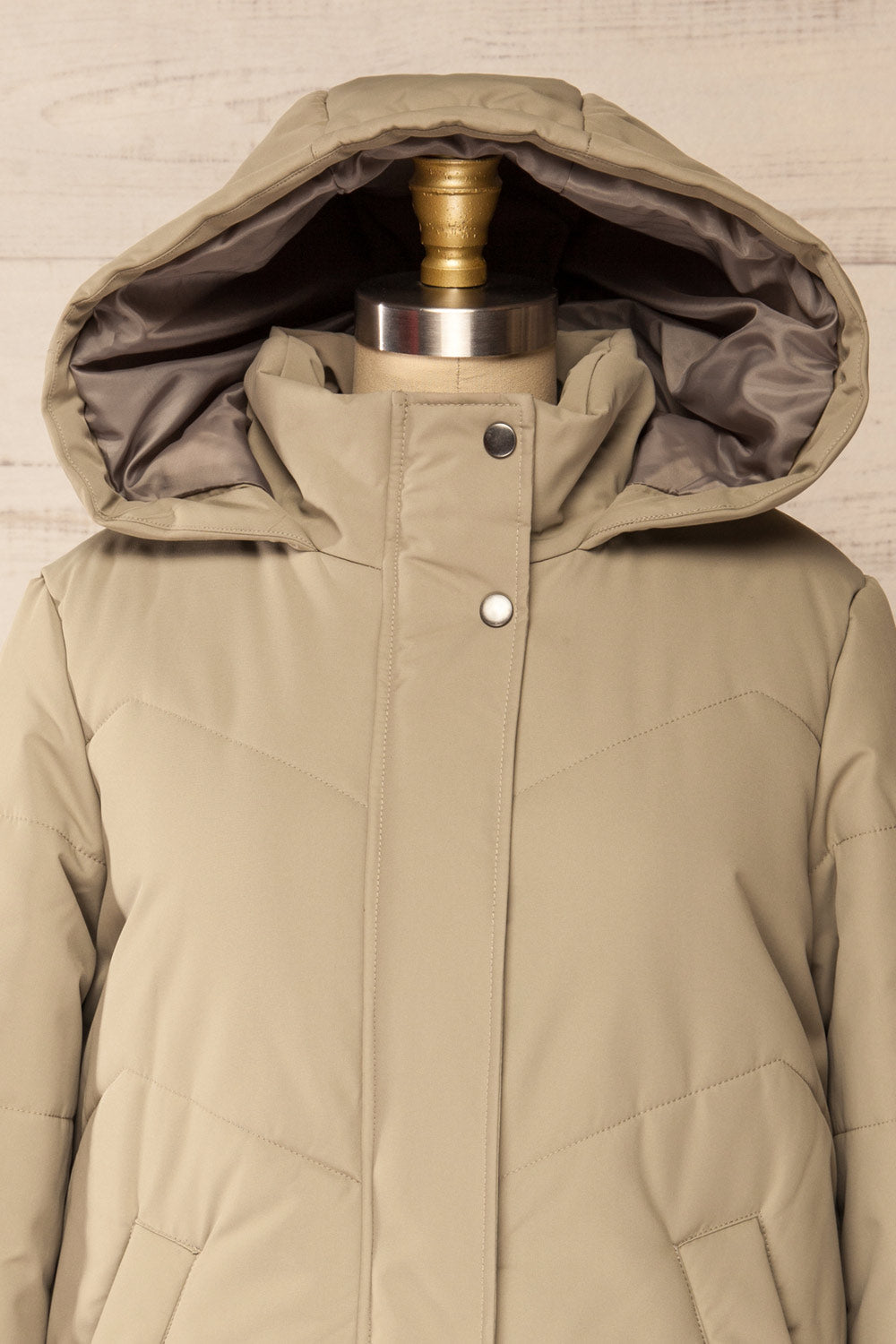 Tuvalu Sage Quilted Coat w/ Side Vents | La petite garçonne hood 