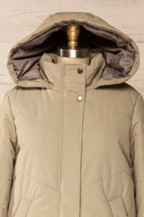 Tuvalu Sage Quilted Coat w/ Side Vents | La petite garçonne hood 