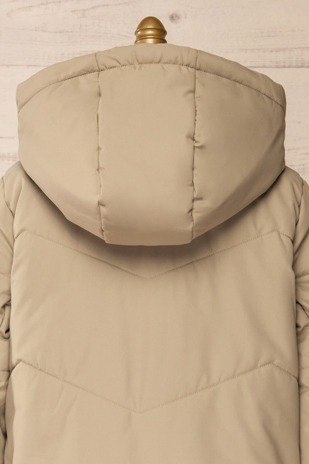 Tuvalu Sage Quilted Coat w/ Side Vents | La petite garçonne back close-up