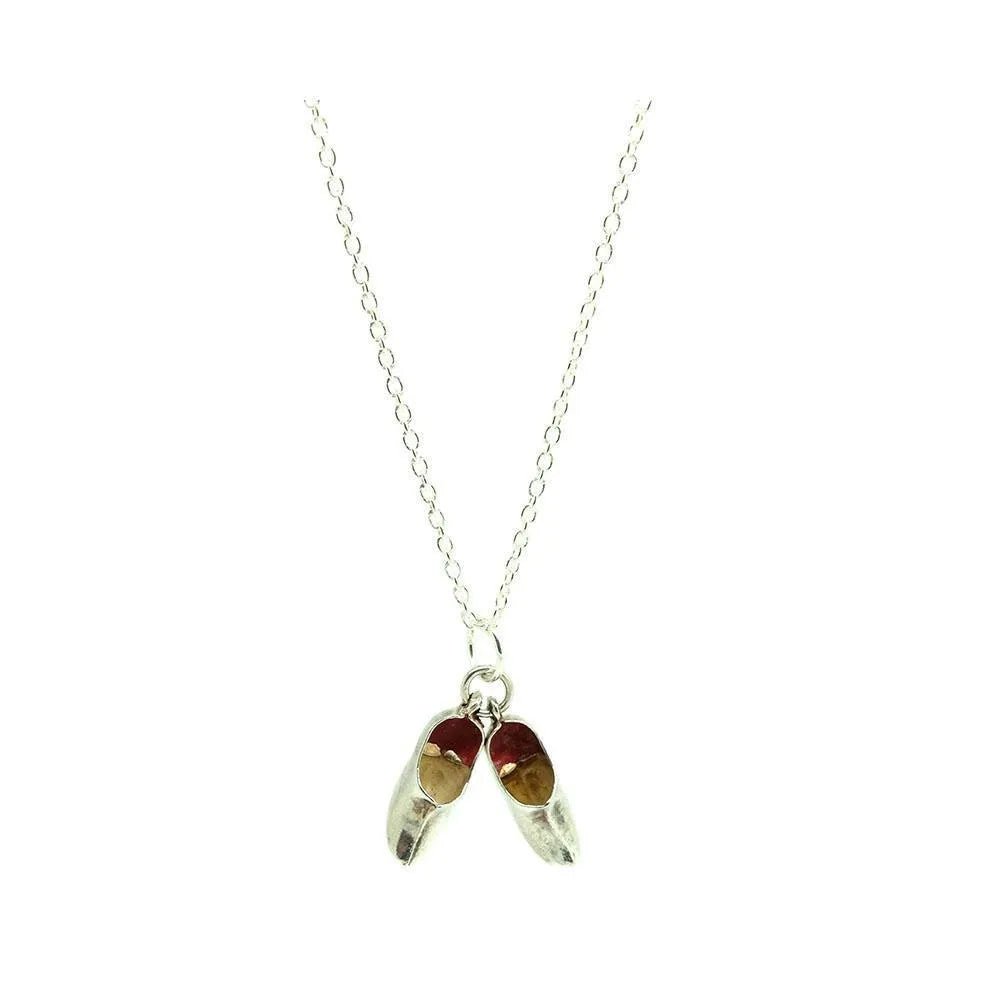 Vintage 1970s Dutch Sterling Silver Clogs Charm Necklace