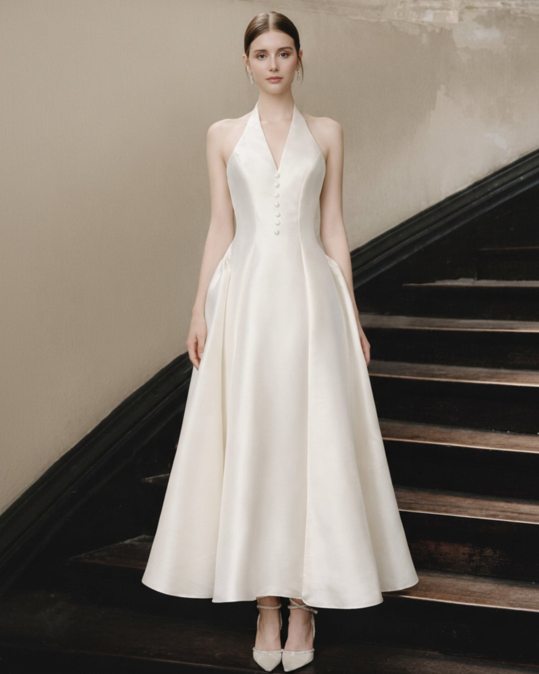 Vivienne Ivory Midi Dress, Premium Dress, huong boutique canada, rehearsal dinner dress​, bridal rehearsal dinner dress​
