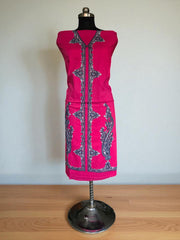 Women Cotton Suits with Hand Kashmiri Embroidery Unstitched Dress Material Salwar Suits -pink2