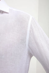 White linen popover shirt - Made in Italy