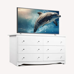 WLIVE White Wide 6-Drawer Modern Horizontal Wood Dresser